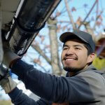 Field service technician working on site