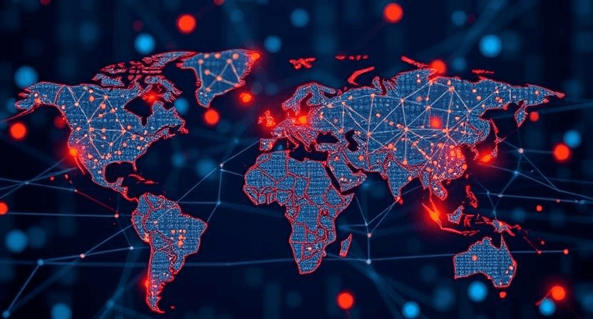 Visual representation of machine learning algorithms determining efficient field service routes on a city map.