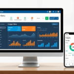 Overview illustration of a cloud‑based field service dashboard on a desktop and mobile device