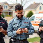 Small service business team using Housecall Pro on mobile devices
