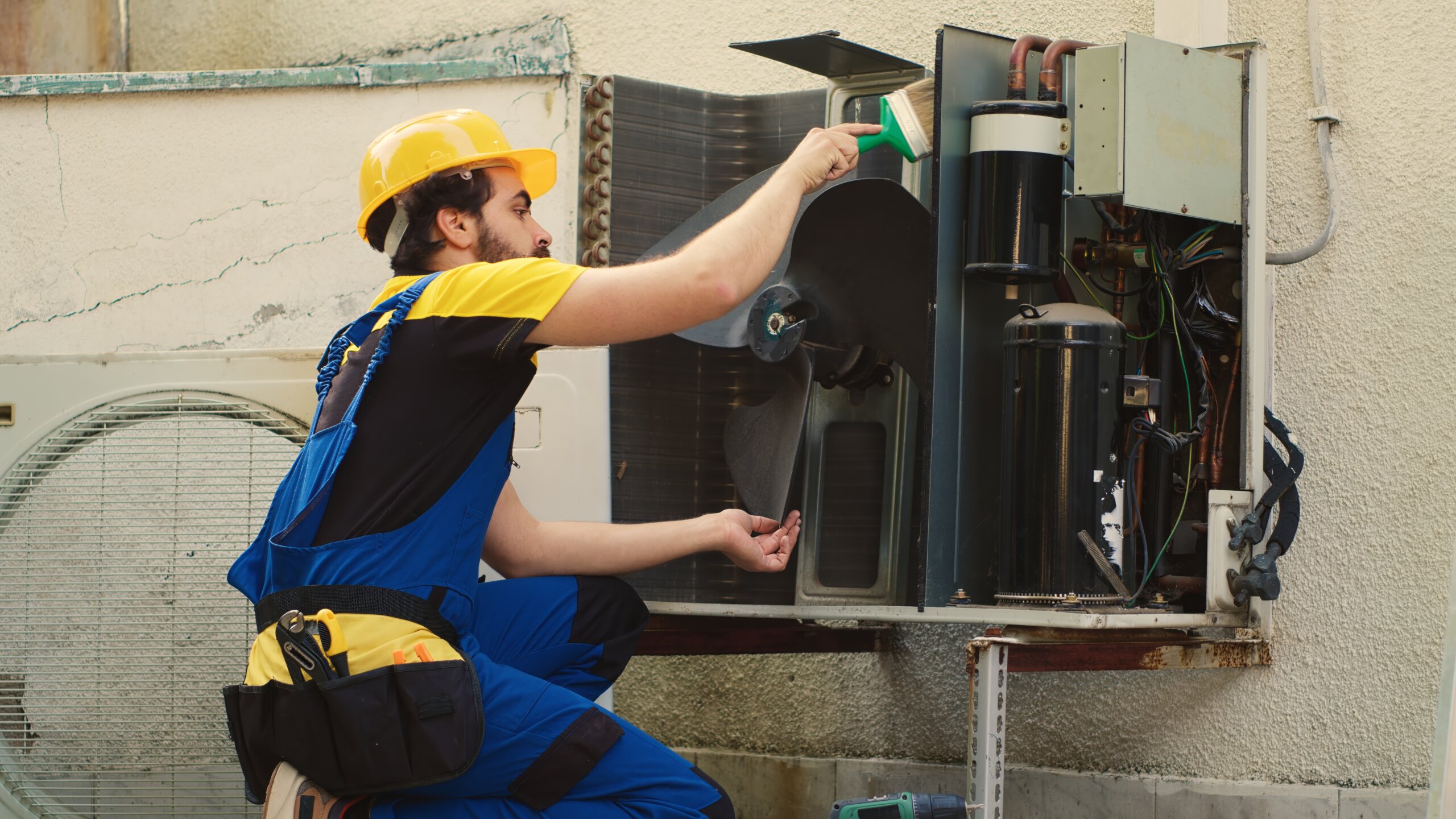 hvac-engineer-dusting-blower-fan